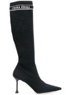 Miu Miu Knee High Sock Boots - Black