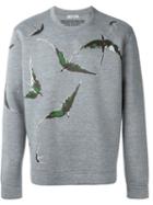Valentino Albatros Print Sweatshirt, Men's, Size: Large, Grey, Polyurethane/modal