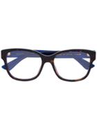 Gucci Eyewear Web Arm Tortoiseshell Glasses - Brown