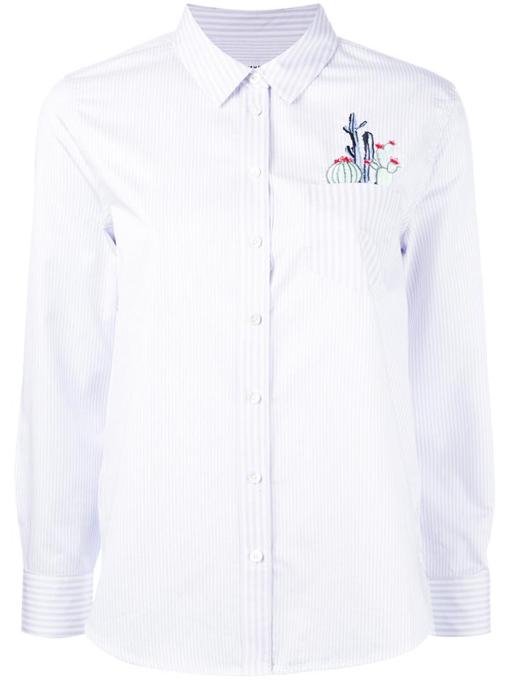 Equipment Striped Embroidered Pocket Shirt - White
