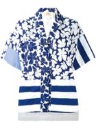 Equipment Striped Embroidered Pocket Shirt - White