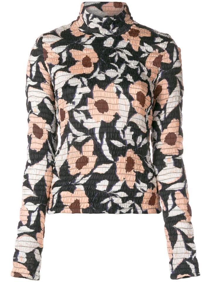 Christian Wijnants Gathered Floral Print Top - Black