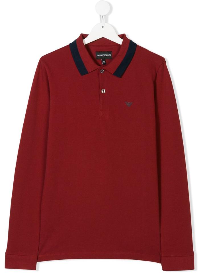 Emporio Armani Kids Teen Long-sleeve Polo Shirt - Red