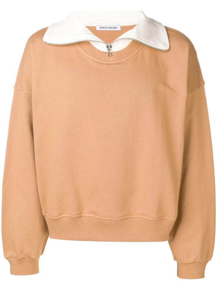 Martin Asbjorn Zipped Neck Sweatshirt - Brown