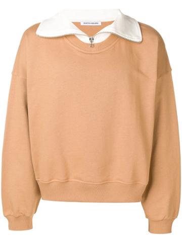 Martin Asbjorn Zipped Neck Sweatshirt - Brown