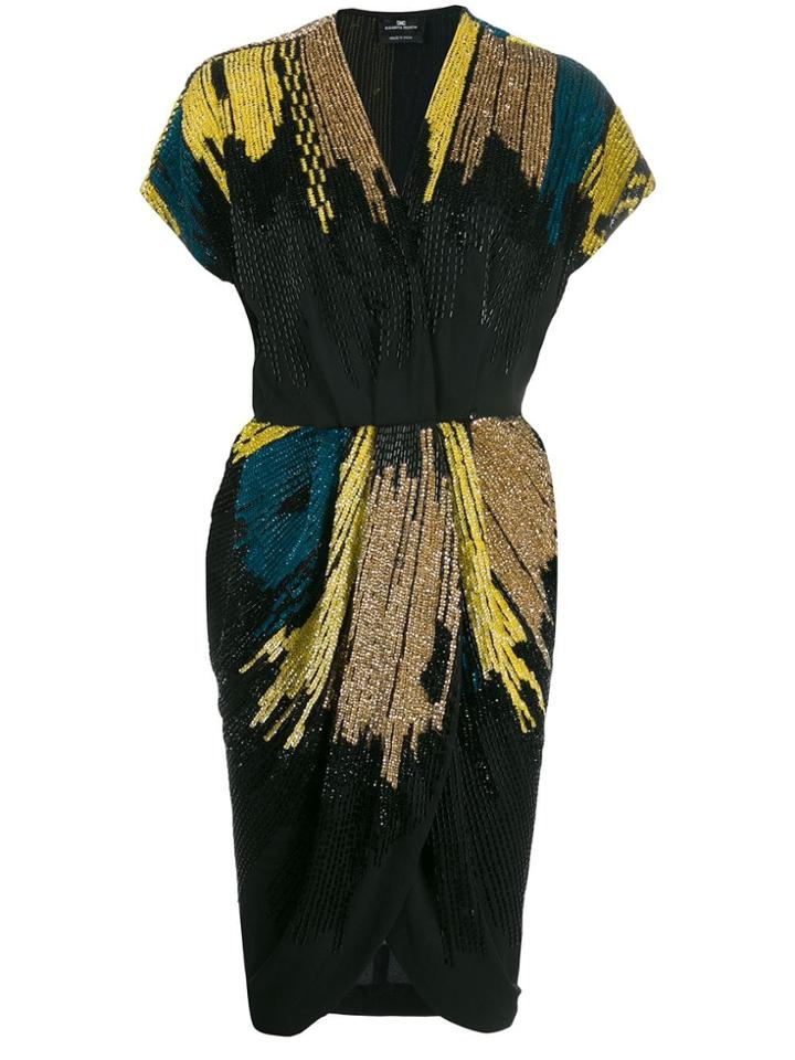 Elisabetta Franchi Sequin Embroidered Dress - Black