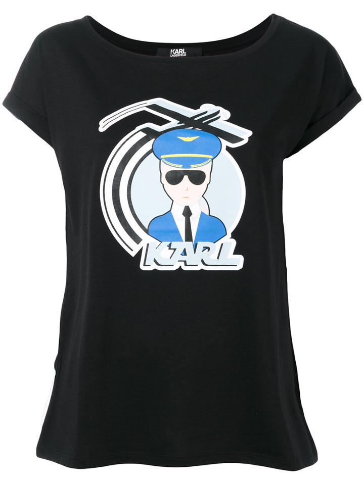 Karl Lagerfeld D2 T-shirt, Women's, Size: Xs, Black, Cotton/lyocell