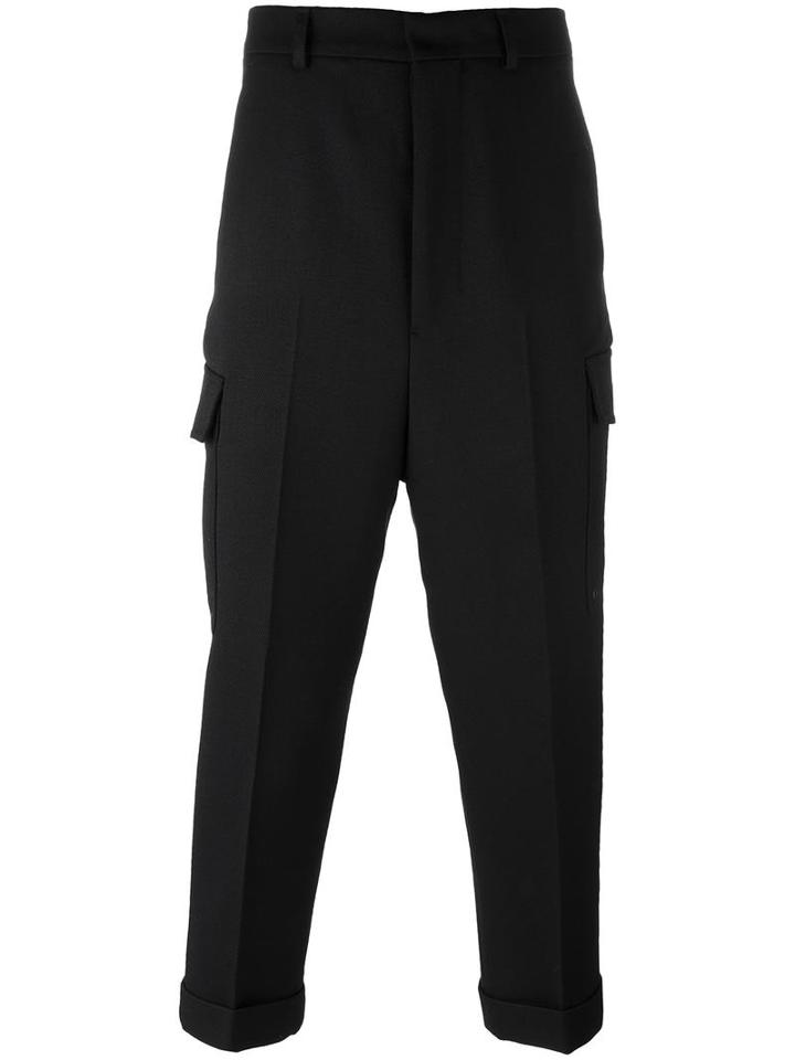 Ami Alexandre Mattiussi Cropped Cargo Trousers, Men's, Size: 40, Blue, Polyester/wool