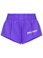 Palm Angels Cropped Side Stripe Track Shorts - Purple