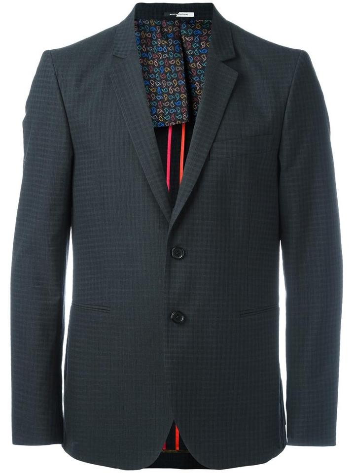 Paul Smith Jeans Checked Blazer, Men's, Size: 52, Grey, Cotton/wool/viscose