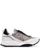 Jimmy Choo White Raine Glitter Detail Chunky Low-top Leather Sneakers
