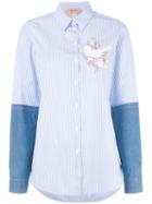 No21 - Appliqué Denim Sleeve Shirt - Women - Cotton - 42, Blue, Cotton