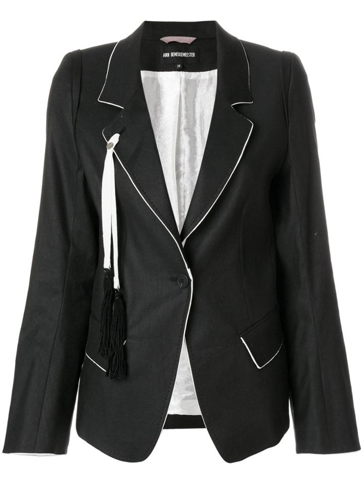 Ann Demeulemeester Blanche Contrast Trim Blazer - Black