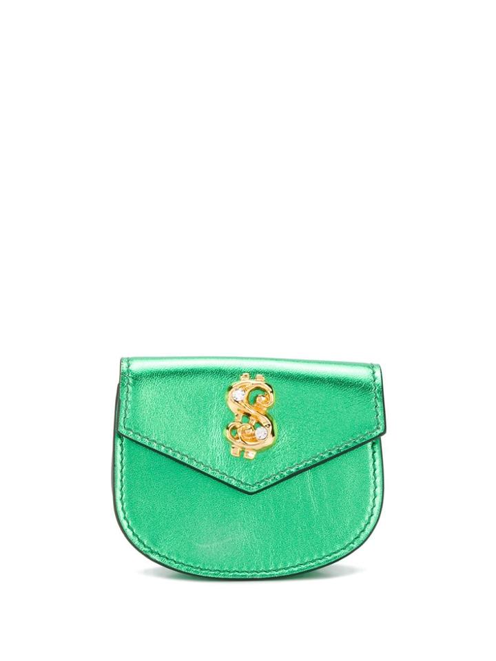 Moschino Dollar Sign Plaque Purse - Green