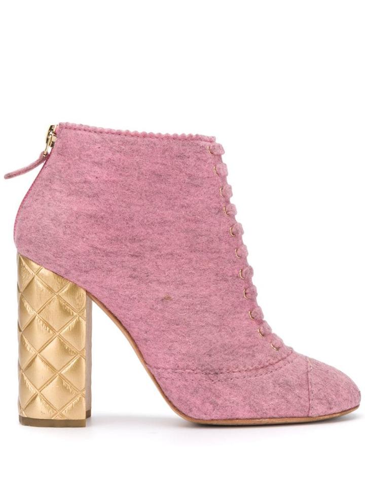 Chanel Pre-owned 2000's Quilted Heel Ankle Boots - Pink