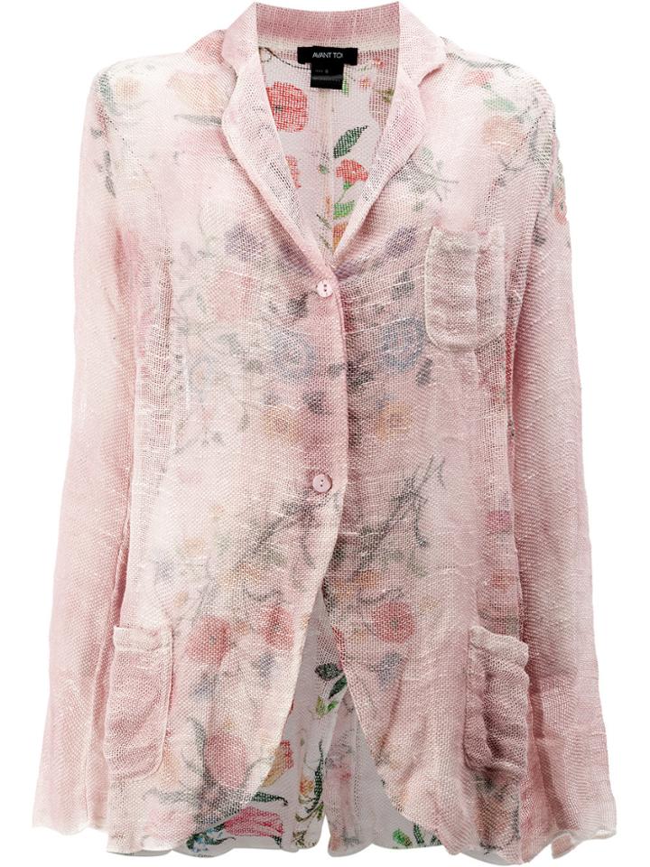 Avant Toi Shirt Style Cardigan - Pink & Purple
