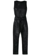Andrea Bogosian Cut Out Pattern Leather Jumpsuit - Black