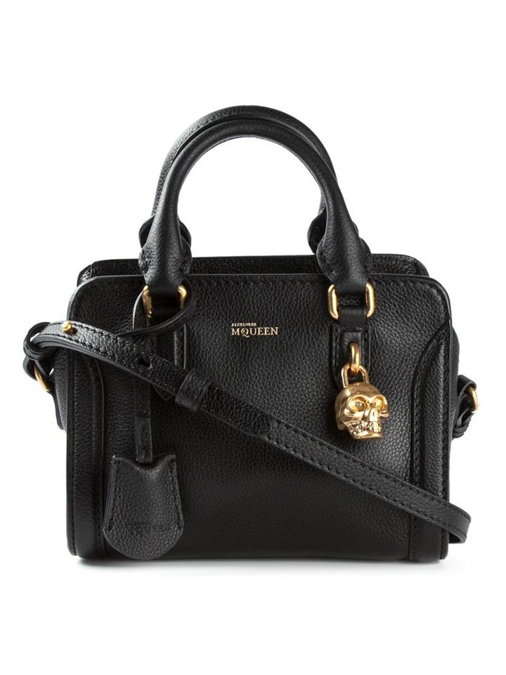 Alexander Mcqueen Mini 'padlock' Crossbody Bag, Women's, Black, Calf Leather