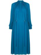 Tibi Georgette Midi Drawstring Dress - Blue