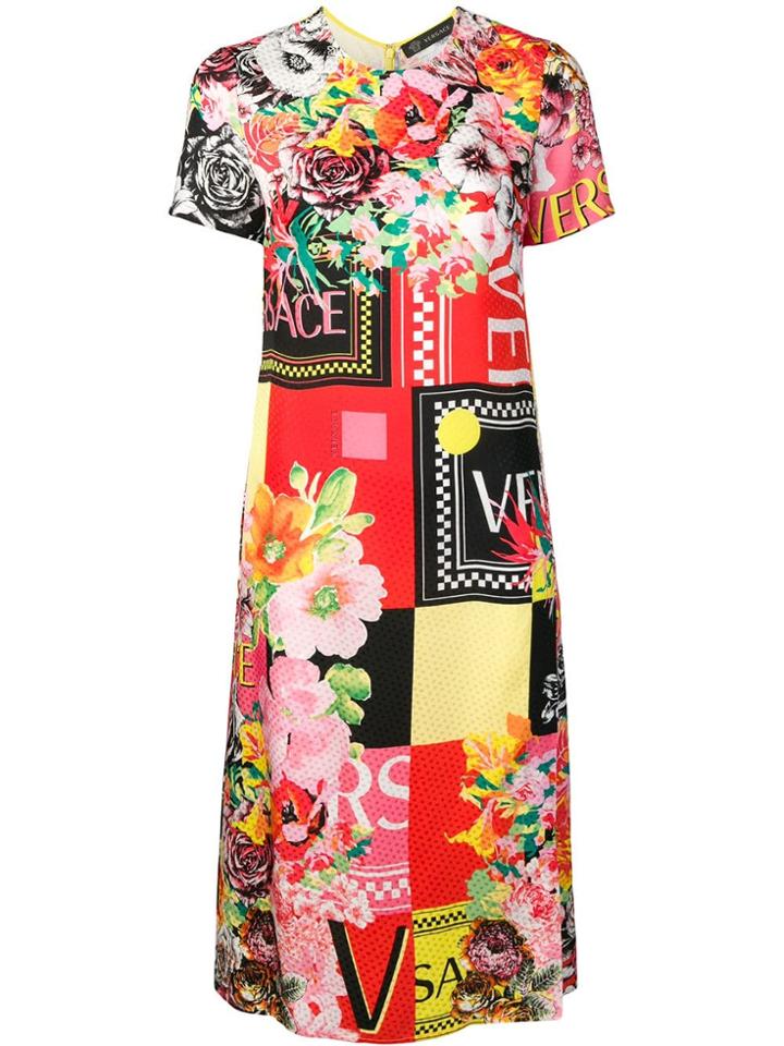 Versace Floralmania Print Dress - Red