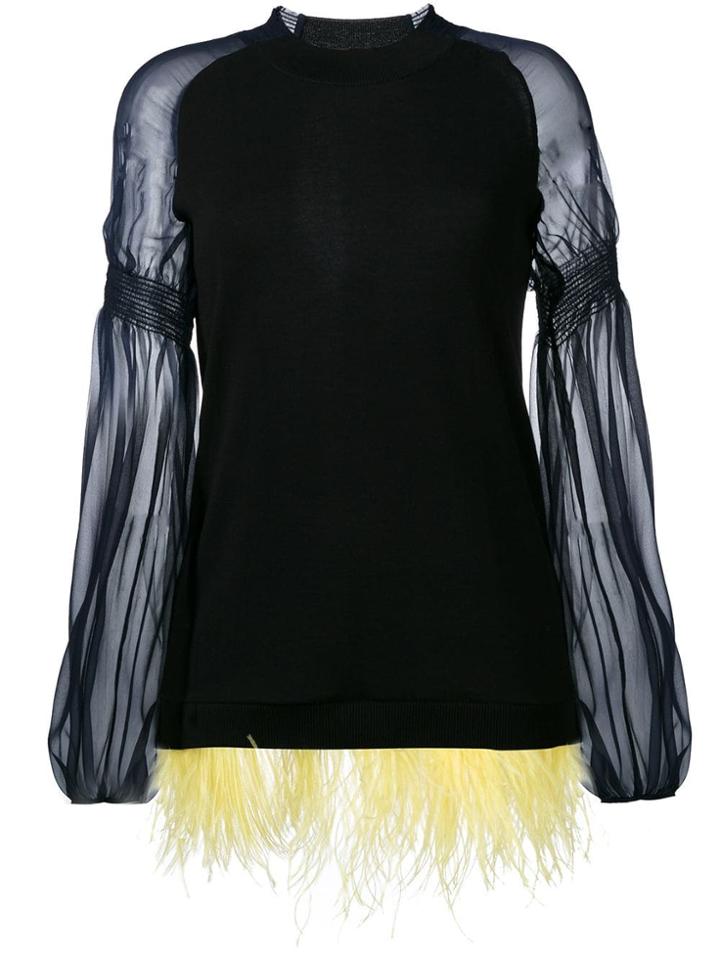 Nº21 Feather Hem Knitted Top - Black