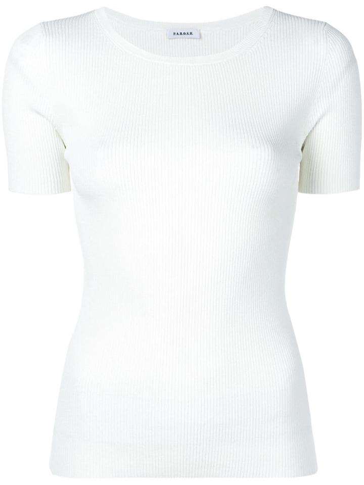 P.a.r.o.s.h. Ribbed Knitted Top - White