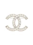 Chanel Pre-owned Rhinestone Cc Brooch - Silver