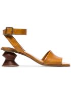 Rejina Pyo Sonny 20 Leather And Curved Wood Heel Sandals - Brown