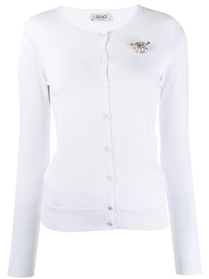 Liu Jo Embellished Round Neck Cardigan - White