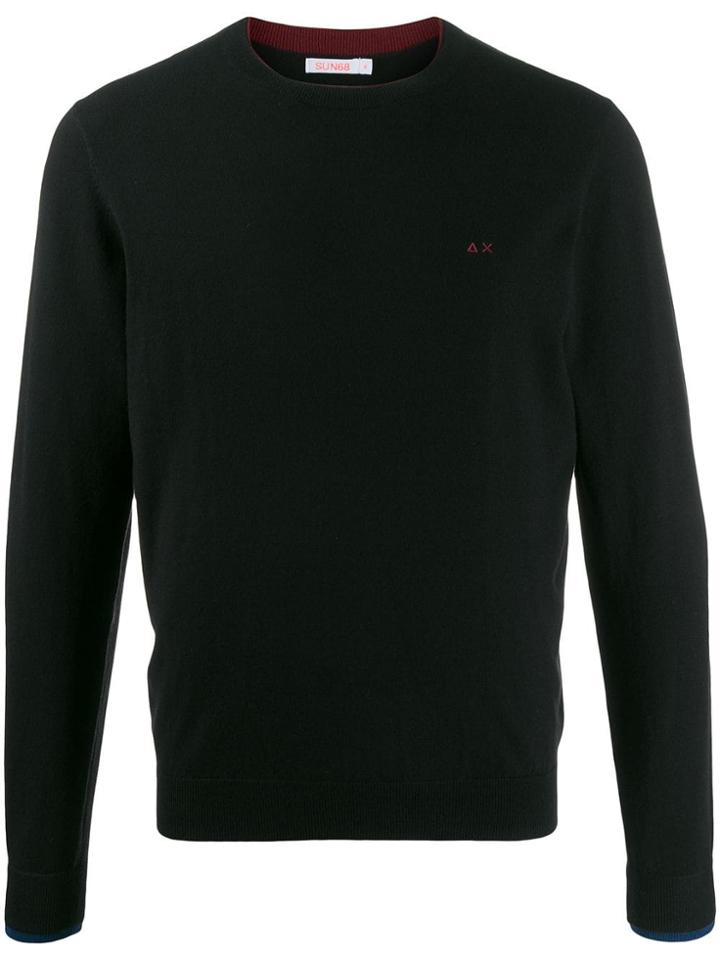 Sun 68 Embroidered Logo Jumper - Black
