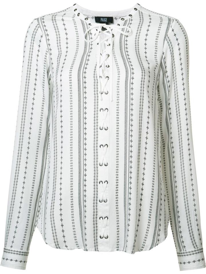 Paige Lace Up Blouse, Size: Medium, White, Viscose