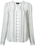 Paige Lace Up Blouse, Size: Medium, White, Viscose