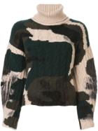 Lamberto Losani Colour Block Roll-neck Sweater - Green