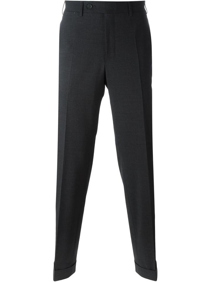 Canali Straight Leg Trousers, Men's, Size: 56, Grey, Polyester/wool