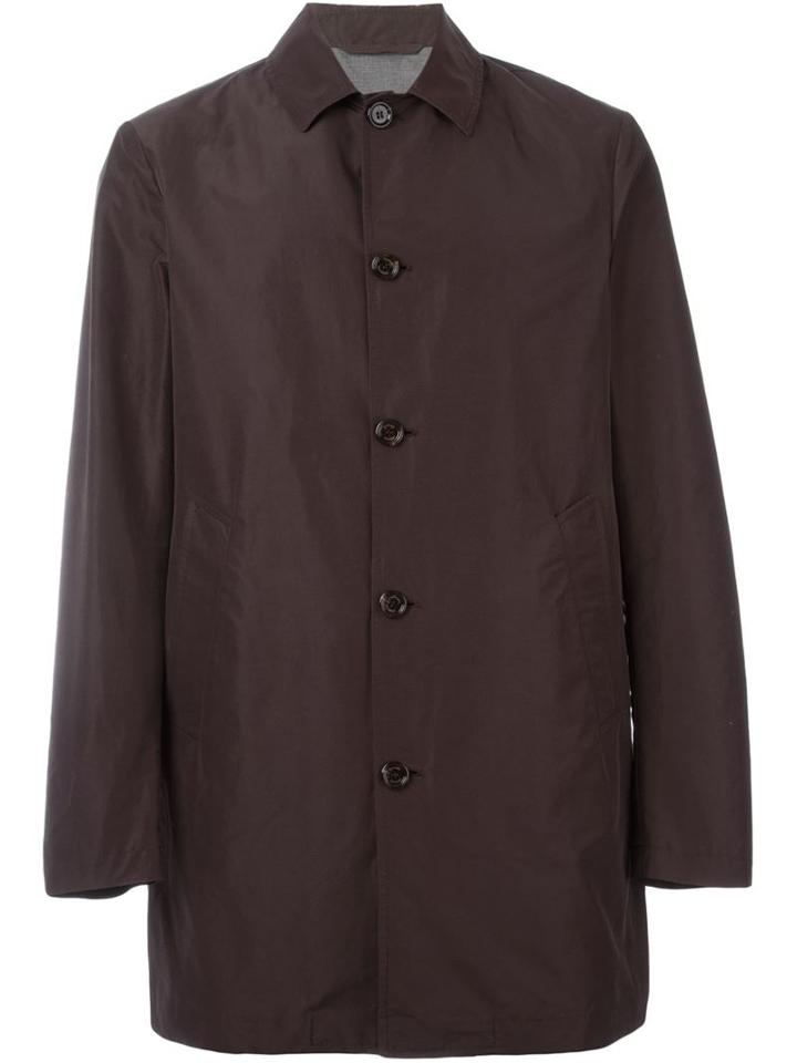 Eleventy Single Breasted Coat, Men's, Size: M, Brown, Cotton/nylon