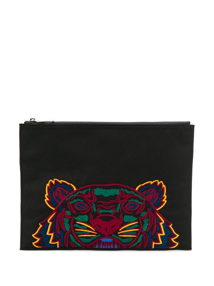 Kenzo Tiger Embroidery Clutch Bag - Black