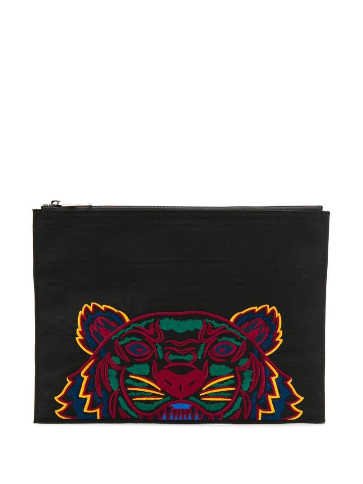 Kenzo Tiger Embroidery Clutch Bag - Black