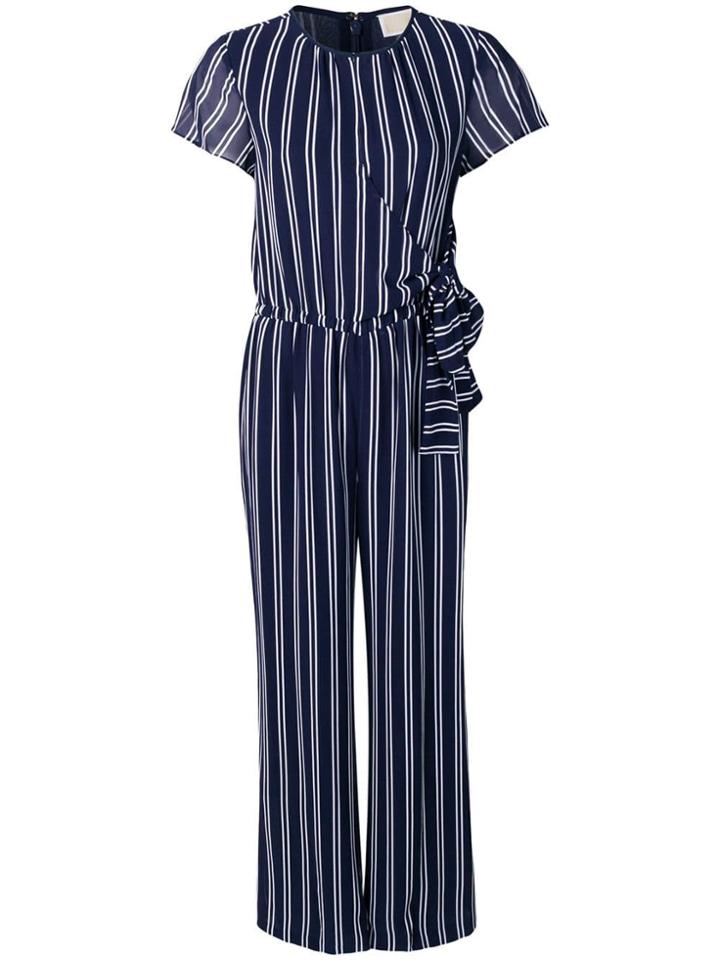 Michael Michael Kors Striped Georgette Jumpsuit - Blue