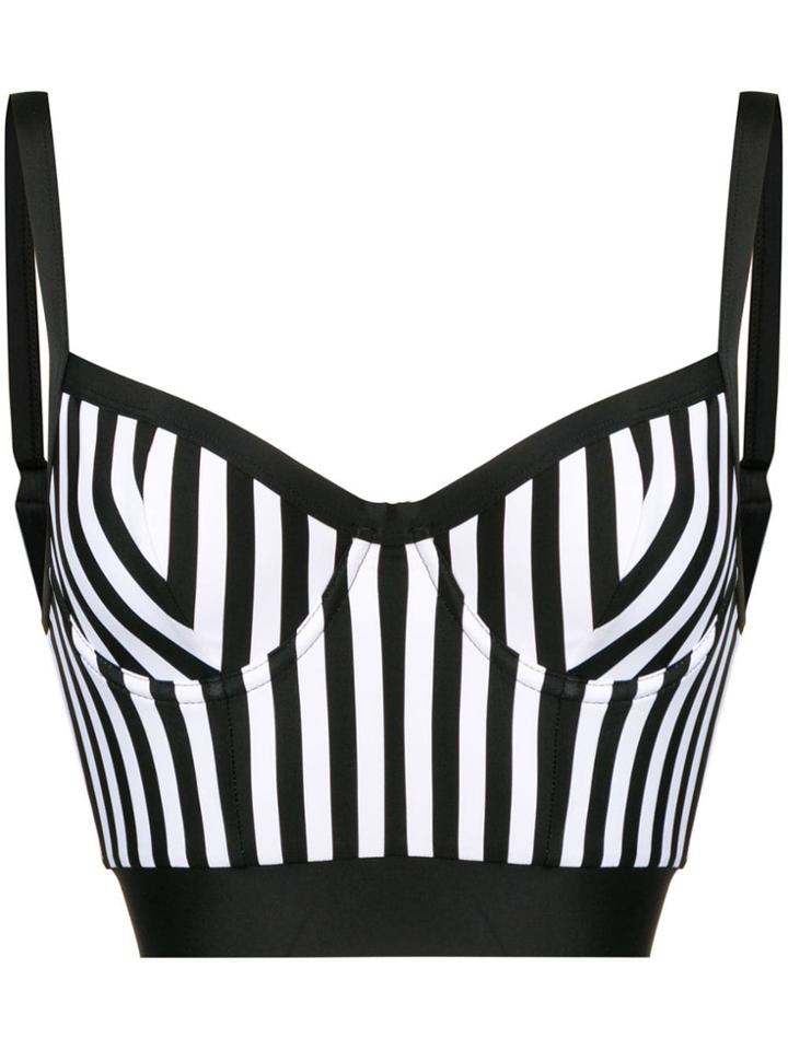 Balmain Striped Longline Bikini Top - Black