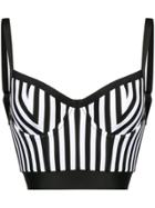 Balmain Striped Longline Bikini Top - Black