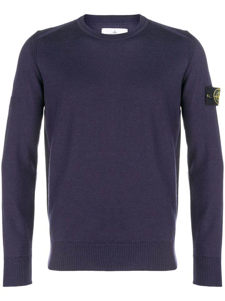 Stone Island Crew Neck Logo Sleeve Jumper - Pink & Purple