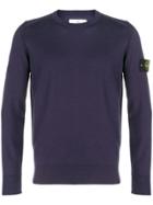 Stone Island Crew Neck Logo Sleeve Jumper - Pink & Purple