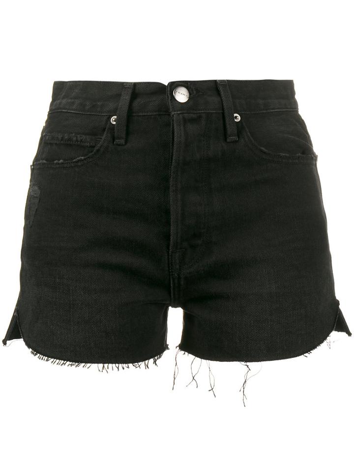 Frame Denim - Frayed Denim Short Shorts - Women - Cotton - 25, Black, Cotton