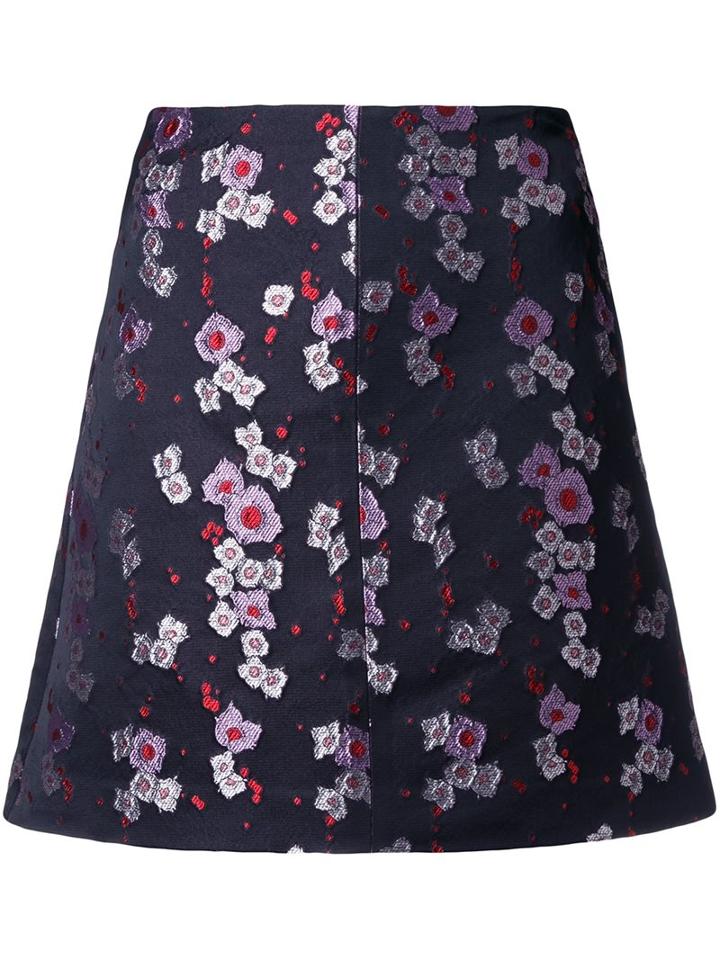 G.v.g.v. Floral Jacquard A-line Skirt, Women's, Size: 36, Black, Polyester/triacetate