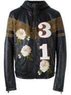 Dolce & Gabbana Patch Jacket, Men's, Size: 54, Black, Lamb Skin/calf Leather/silk