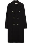 Saint Laurent Double Breasted Wool Coat - Black