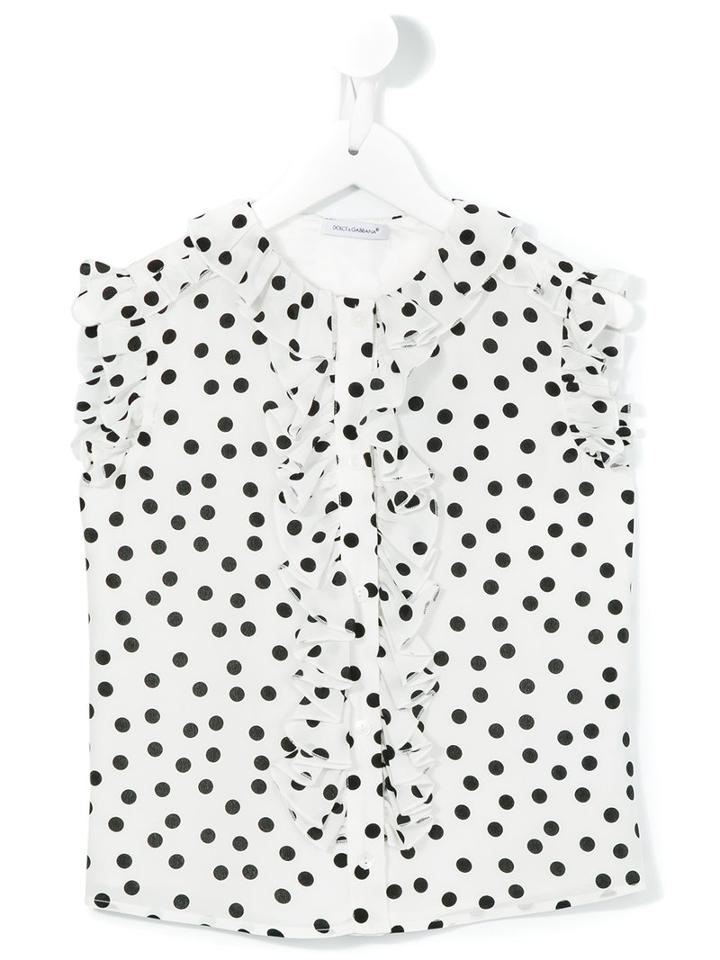 Dolce & Gabbana Kids Polka Dot Shirt, Girl's, Size: 12 Yrs, White