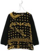 Young Versace 'majolica' Print Blouse, Toddler Girl's, Size: 5 Yrs, Black