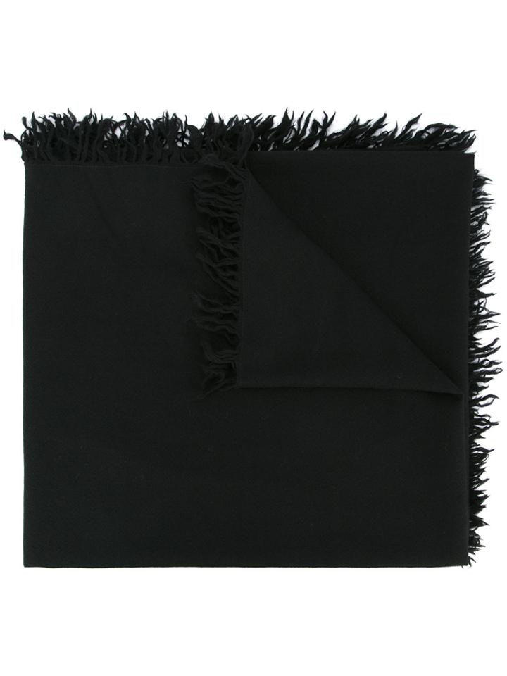 Attachment Fringed Scarf - Black