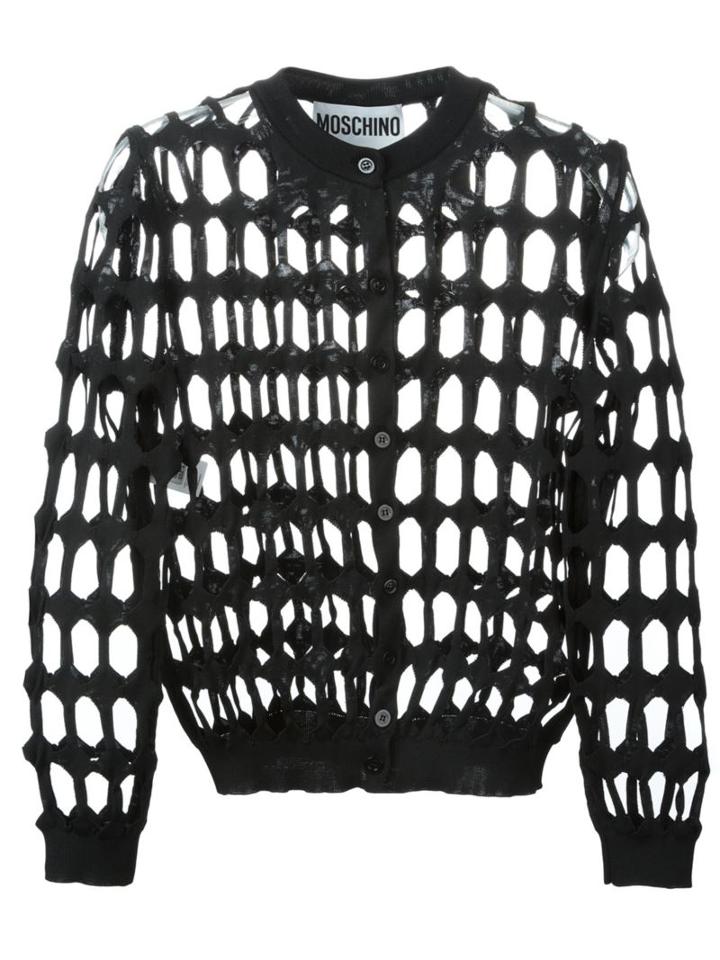Moschino Cut Out Detailed Cardigan, Women's, Size: 42, Black, Polyester